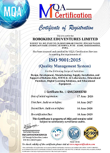 Certificate — ISO 9001:2015, Robokidz Eduventures Limited