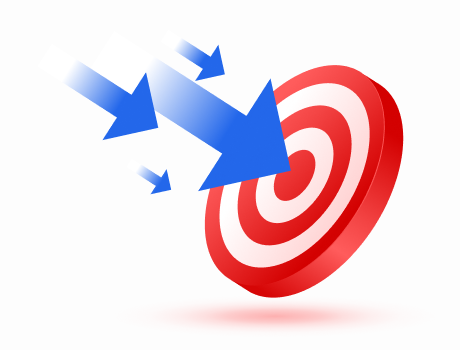 Three arrows hitting the centre of a target