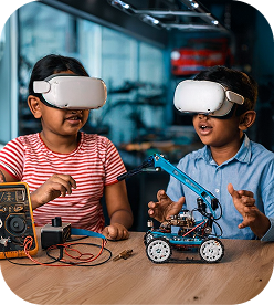 Learning Platform — students with VR headsets