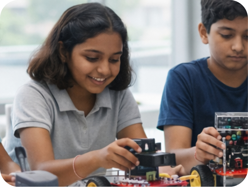 YEA — students building a robot kit
